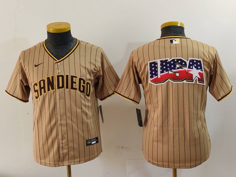Youth San Diego Padres Tan Team Big Logo Stitched Baseball Jersey Youth San Diego Padres Tan Team Big Logo Stitched Baseball Jersey